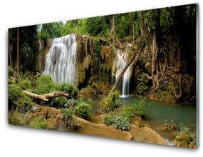Quadro acrilico Cascata del fiume della foresta naturale 100x50 cm