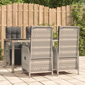 Set Da Pranzo Da Giardino 5 Pz Con Cuscini İn Polyrattan Grigio /
