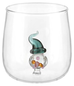 Bicchiere acqua gnomo verde vetro borosilicato