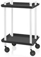 Carrello ausiliario LEKY, struttura bianca, 2 ripiani, colore nero