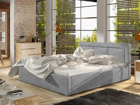 Letto matrimoniale con box contenitore Bordeaux - 160 x 200 cm , Ecopelle grigio chiaro