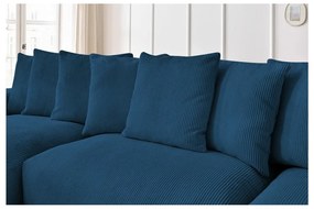 Divano angolare in blu scuro con rivestimento in velluto a coste Voltaire – Bobochic Paris