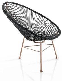 Poltrona da giardino nera in rattan artificiale Numana - Tomasucci