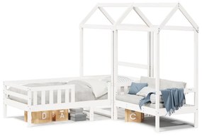 Giroletto Con Panca E Tetto Bianco 90x200 Cm İn Legno Di Pino /