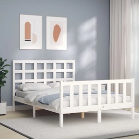 Giroletto Con Testiera Bianco Double İn Legno Massello /