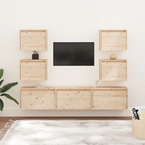 Mobili porta tv 7 pz in legno massello di pino