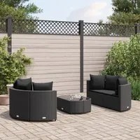 Set Divani da Giardino 5 pz con Cuscini in Polyrattan Nero 3308443