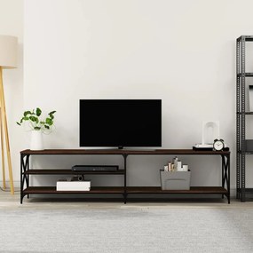 Mobile Tv Rovere Marrone 200x40x50cm Legno Multistrato Metallo /