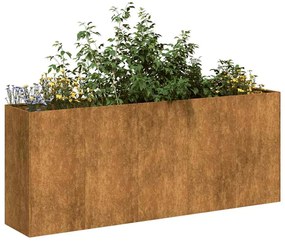 Fioriera Arrugginita 200x40x80 Cm İn Acciaio Corten /