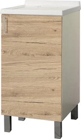 Mobile Lavatoio in legno Quercia Naturale a 1 anta con vasca in metacrilato 45x50 cm