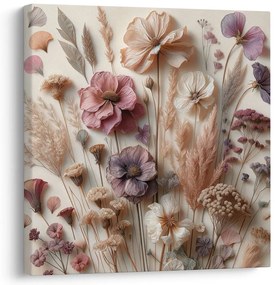 Quadro su tela – Fiori secchi in toni beige