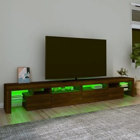 Mobile porta tv con luci led rovere marrone 260x36,5x40 cm