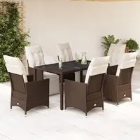 Set Bistr da Giardino 7 pz con Cuscini in Polyrattan Marrone 3276918