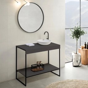 Mobile da bagno a terra L 120 x H 81.5 x P 46.5 cm grafite laccato opaco, Alec
