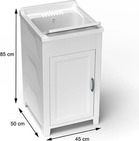 Mobile Lavatoio 45x50x85 cm 1 Anta in Resina Bianco...