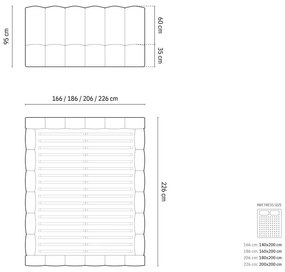 Letto matrimoniale imbottito grigio con spazio contenitivo e rete 160x200 cm Lupine - Micadoni Home