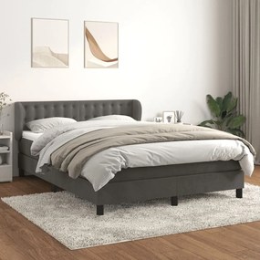 Giroletto A Molle Con Materasso Grigio Scuro 140x200 Cm Velluto /