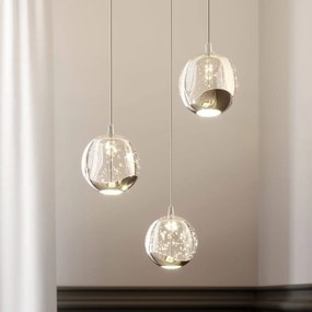 Lampada a sospensione in vetro Hayley Lucande, Chiaro / Trasparente, Soggiorno / Sala da pranzo, Vetro, Moderno, Lampada a sospensione