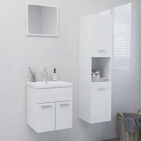 Set Mobili Da Bagno Bianco Lucido İn Legno Multistrato /