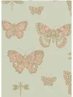 Cole & Son Carta da parati Butterflies & Dragonflies - Pink & Olive