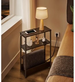 Tavolino d'appoggio ROD con presa elettrica integrata e porte USB, nero