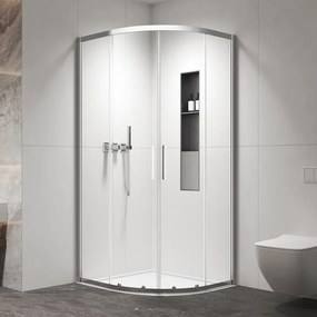 Box doccia 90x90 semicircolare altezza 200h finitura cromo | KZ2000 - KAMALU