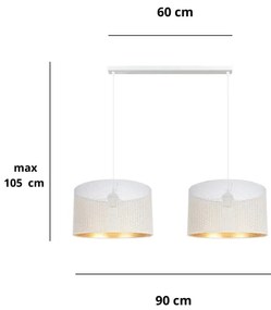 Lampadario a sospensione con filo ALDO 2xE27/60W/230V bianco