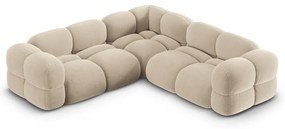 Divano angolare beige con rivestimento in velluto Loretto – Cosmopolitan Design