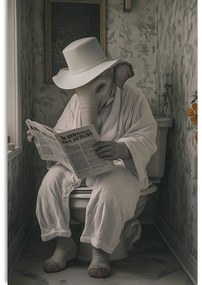 Stampa su tela – Elefante con giornale in bagno