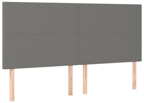 Letto a Molle Materasso e LED Grigio Scuro 160x200cm in Tessuto