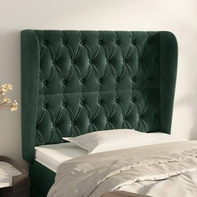 Testiera Ad Orecchio Verde Scuro 103x23x118/128cm İn Velluto /