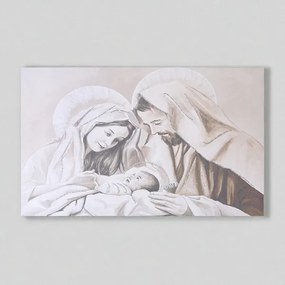 Quadro in tela 50x100 cm tema Sacra Famiglia con particolari a rilievo