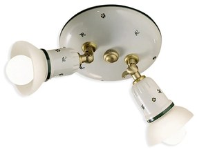 Plafoniera Classica Savona Ceramica E Ottone Satinato Decorato 2 Luci E14