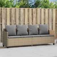 Lettino Prendisole con Cuscini Beige in Polyrattan 368347