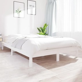Letto Senza Materasso Bianco 140x190 Cm Legno Massello Di Pino /