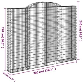 Cesti Gabbioni ad Arco 8 pz 300x30x220/240 cm Ferro Zincato