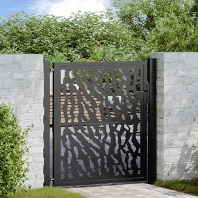 Cancello Giardino Nero 105x106 Cm İn Acciaio Design A Traccia /