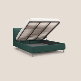 Adone letto imbottito contenitore a doppia pannellatura in bouclet impermeabile T07 verde