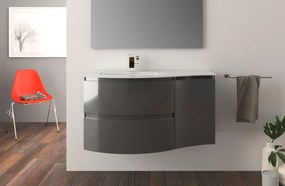 Mobile bagno sospeso con lavabo L 104 x H 55 x P 52 cm antracite 2 cassetti per vasca a sinistra Vague