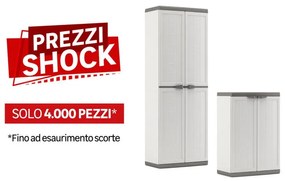 Armadio alto+basso KETER Jolly alto l68xh166xp39 cm basso l68xh87xp39 cm 4 ante bianco per interno / esterno