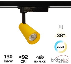 Faro LED 15W Monofase Giallo CRI92 Bianco Variabile 38° - Bridgelux LED Colore Bianco Variabile CCT