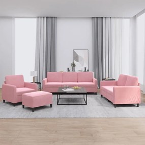 Set Di Divani 4 Pz Rosa İn Velluto /