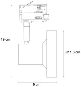 Faretto a binario moderno trifase nero AR111 - Jeany