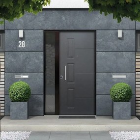 Porta blindata MASTER Jack con vetro L 85 x H 210 cm in PVC grigio/bianco, apertura spingere a destra, falso telaio incluso