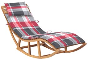 Lettino Prendisole A Dondolo Con Cuscino İn Massello Di Teak /