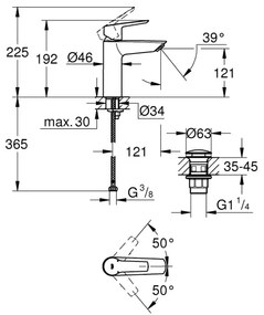 GROHE 24204002 - Miscelatore lavabo START, misura M, cromo lucido