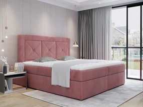 Letto matrimoniale boxspring Galizia - 160 x 200 cm , Tessuto rosa