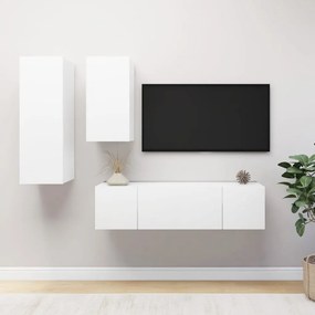 Set mobile tv 4 pz bianco in truciolato