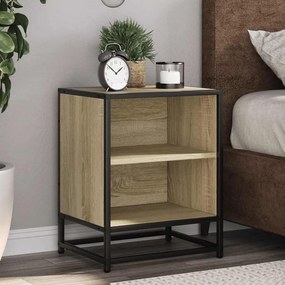 Comodino Rovere Sonoma 40x31x50 Cm Legno Multistrato E Metallo /