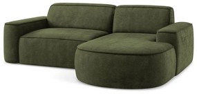 Divano angolare verde (con penisola a destra/con chaise lounge) con rivestimento in ciniglia Omao – Makamii